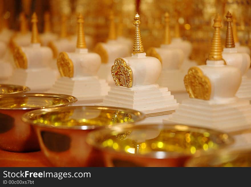 Chinese temple ornaments on display