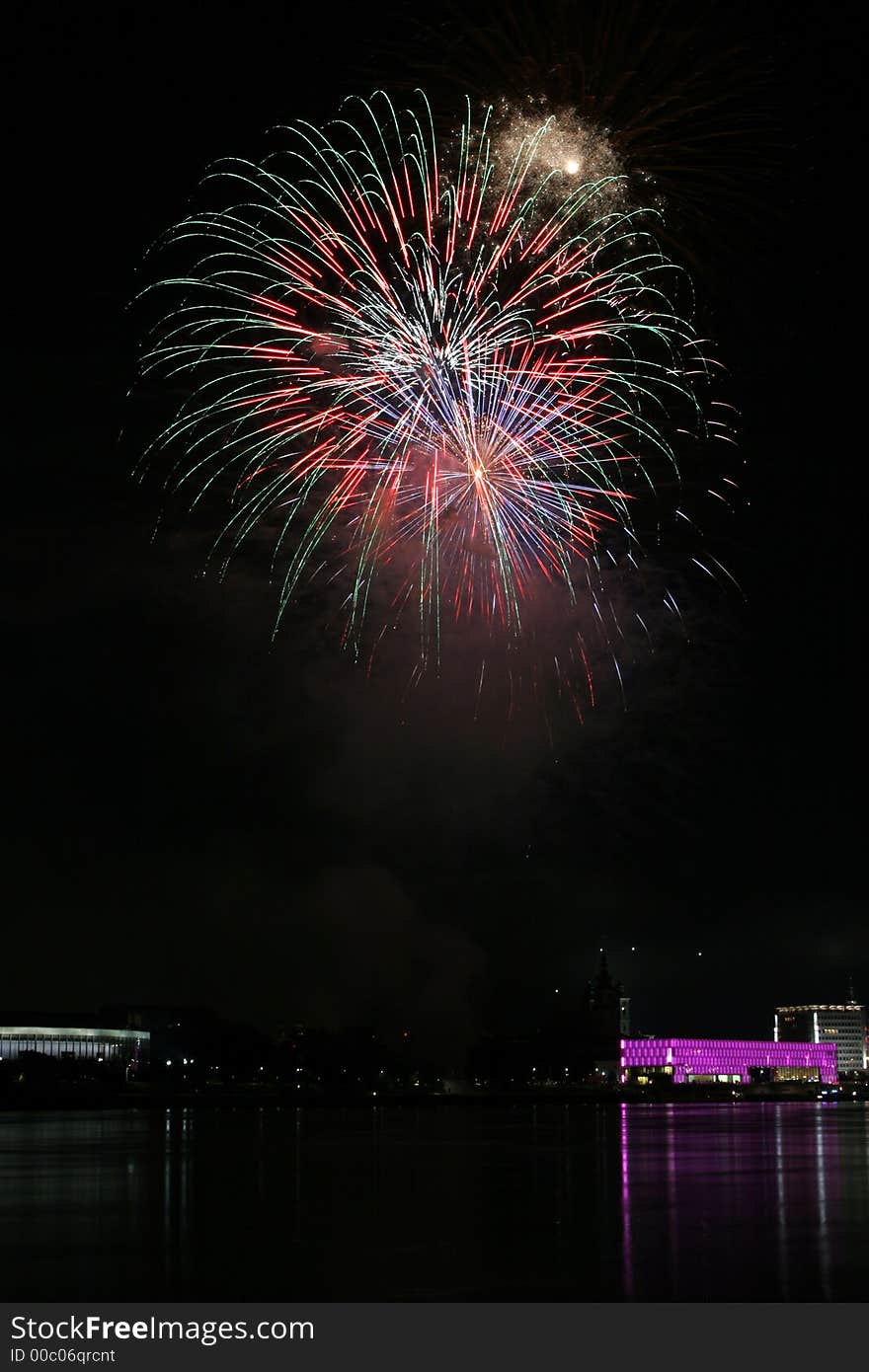 Fireworks over the danube in Linz, Austria 19