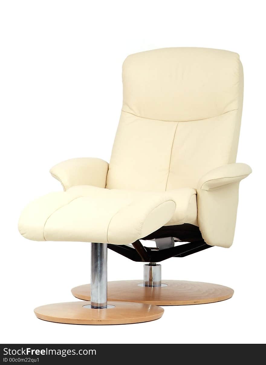 Off-white recliner with footstool