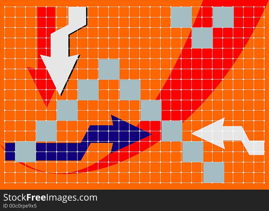 Abstract illustration with arrows and graph