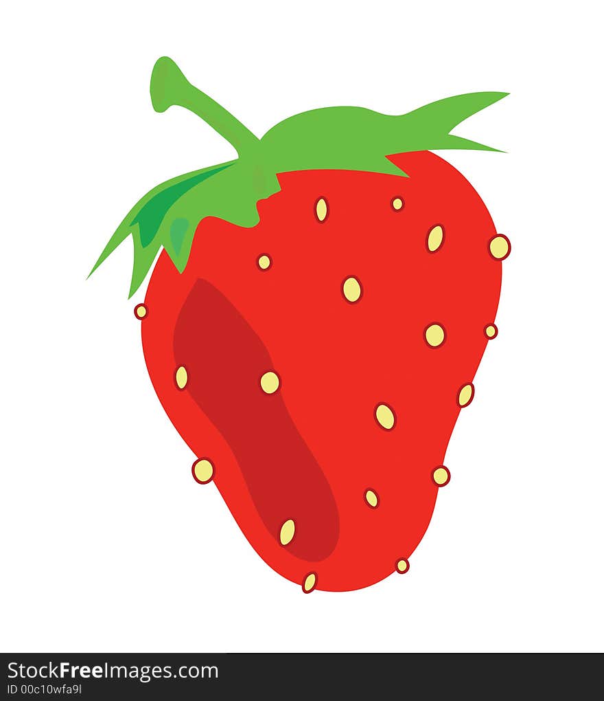 An illustration of a strawberry on a white surface