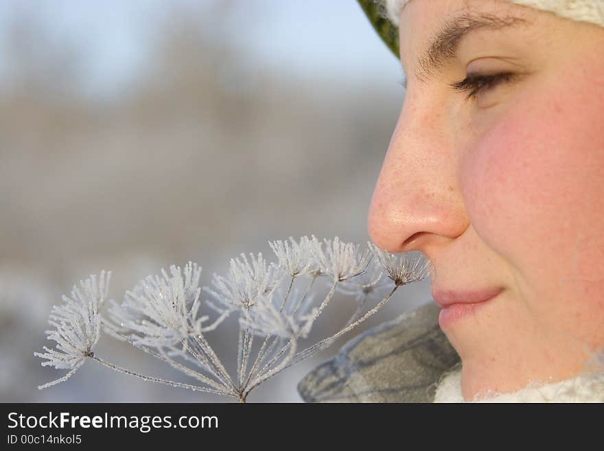 Girl and snow flower