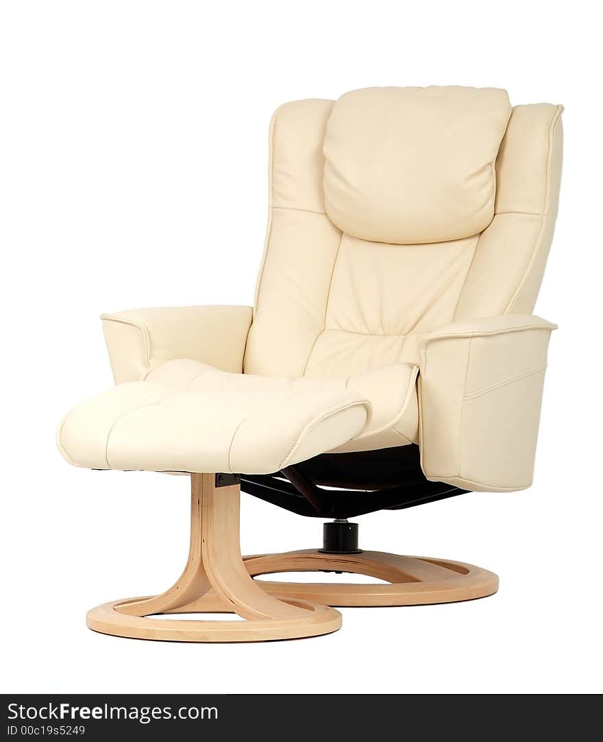 Off-white recliner with footstool