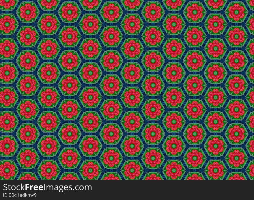 Red Poppies Circles Pattern