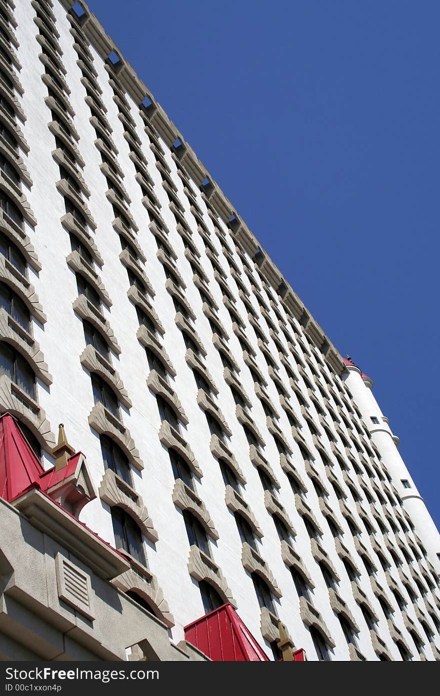 Vast hotel shot with sharp angles and deep blue sky. Vast hotel shot with sharp angles and deep blue sky