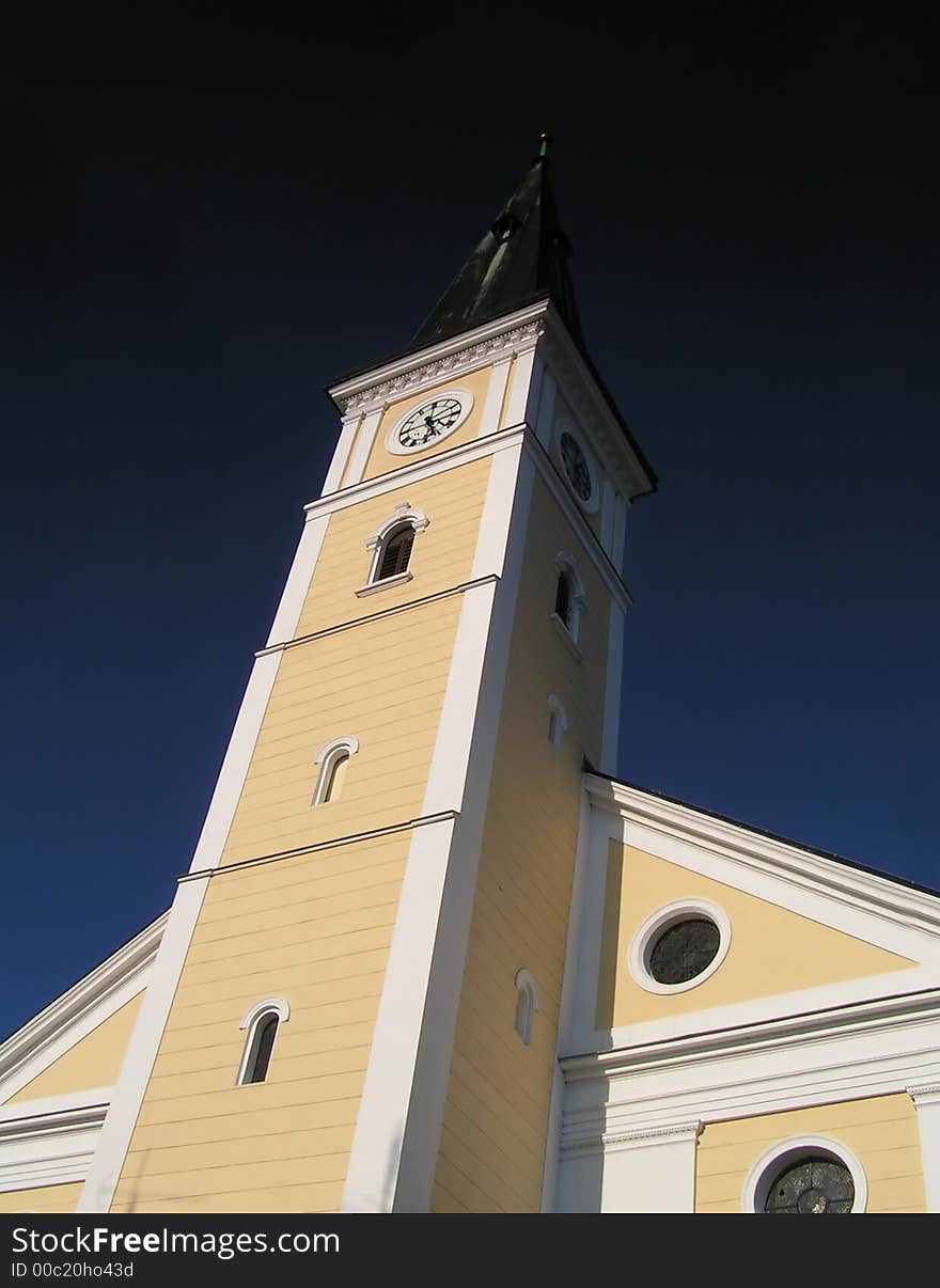 A Czech churh with dark blue sky. A Czech churh with dark blue sky.