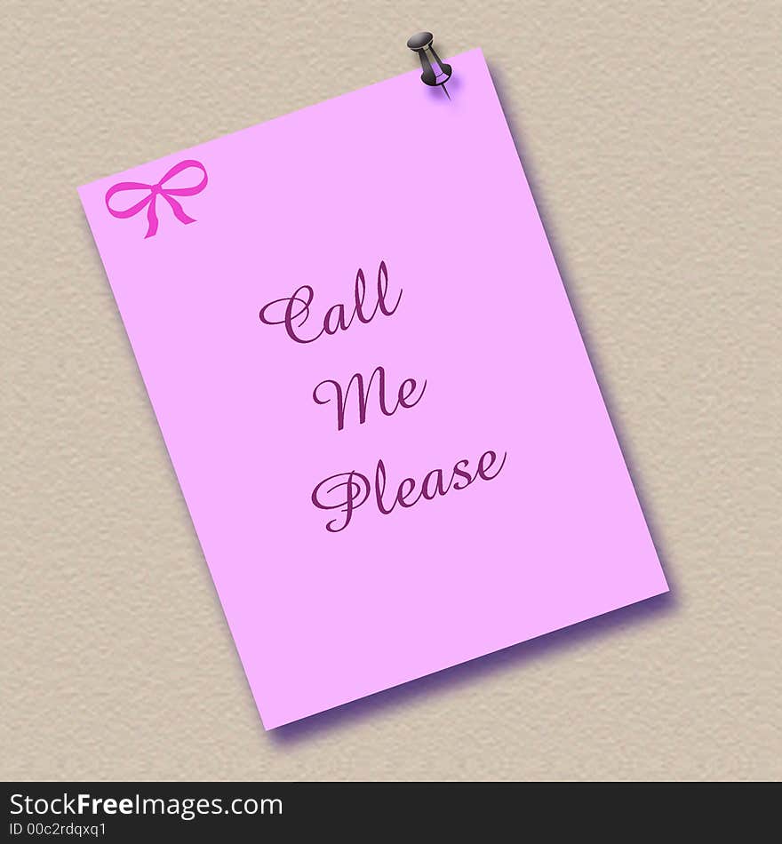 Pink note posted on textured background clip art or poster. Pink note posted on textured background clip art or poster