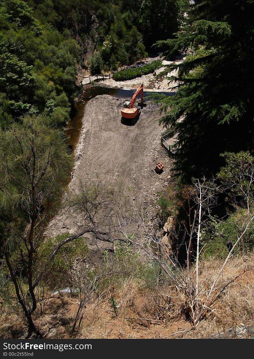 Looking down over the top of a construction site from a high cliff top. Dizzy?