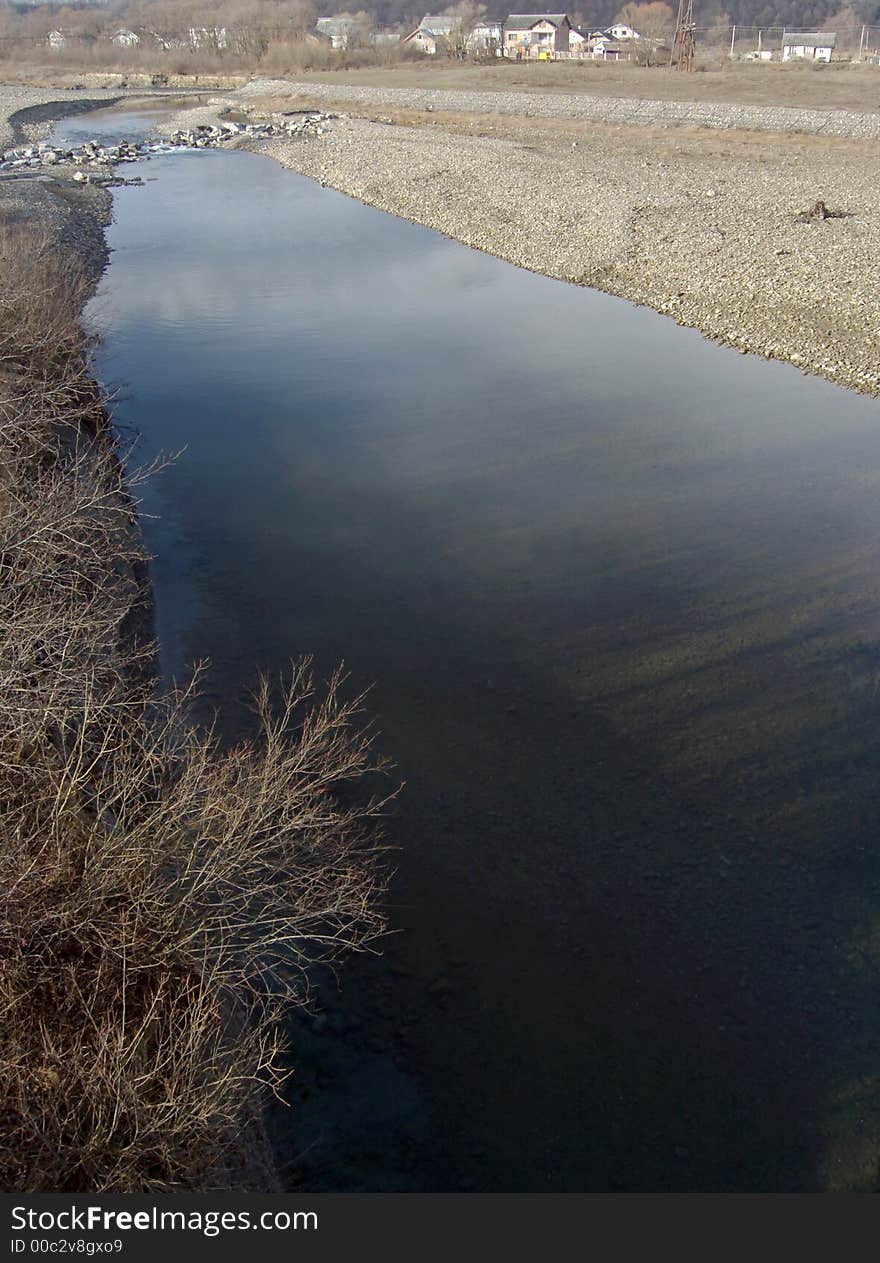 River, where is reside the sky (water reflection from water surface). River, where is reside the sky (water reflection from water surface)