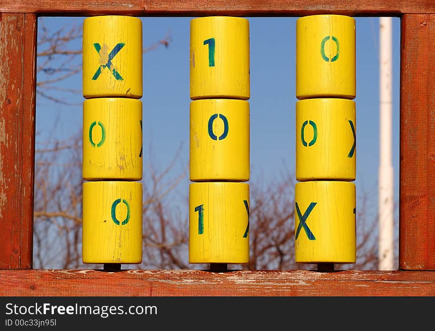 Playground details in a wood frame