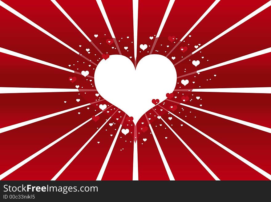 A red background with hearts and stripes. A red background with hearts and stripes