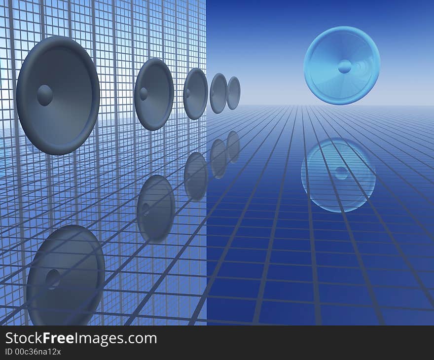 Row of Speaker on a grid. Row of Speaker on a grid