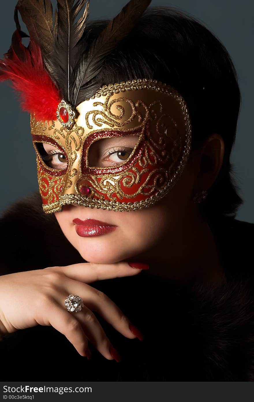 Portrait of attractive beautiful young woman in mask. Portrait of attractive beautiful young woman in mask