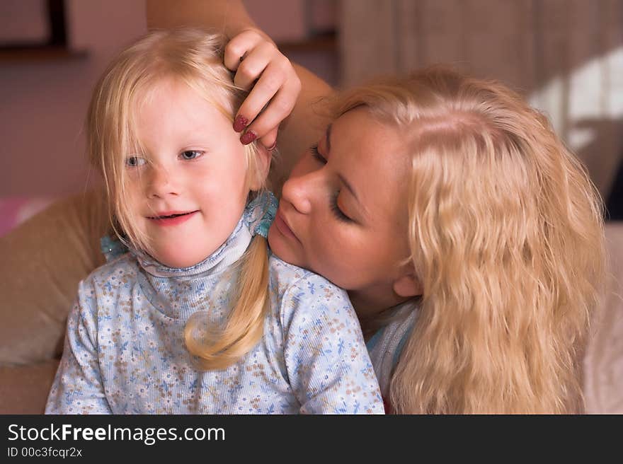 Portrait of mother with the daughter. Portrait of mother with the daughter