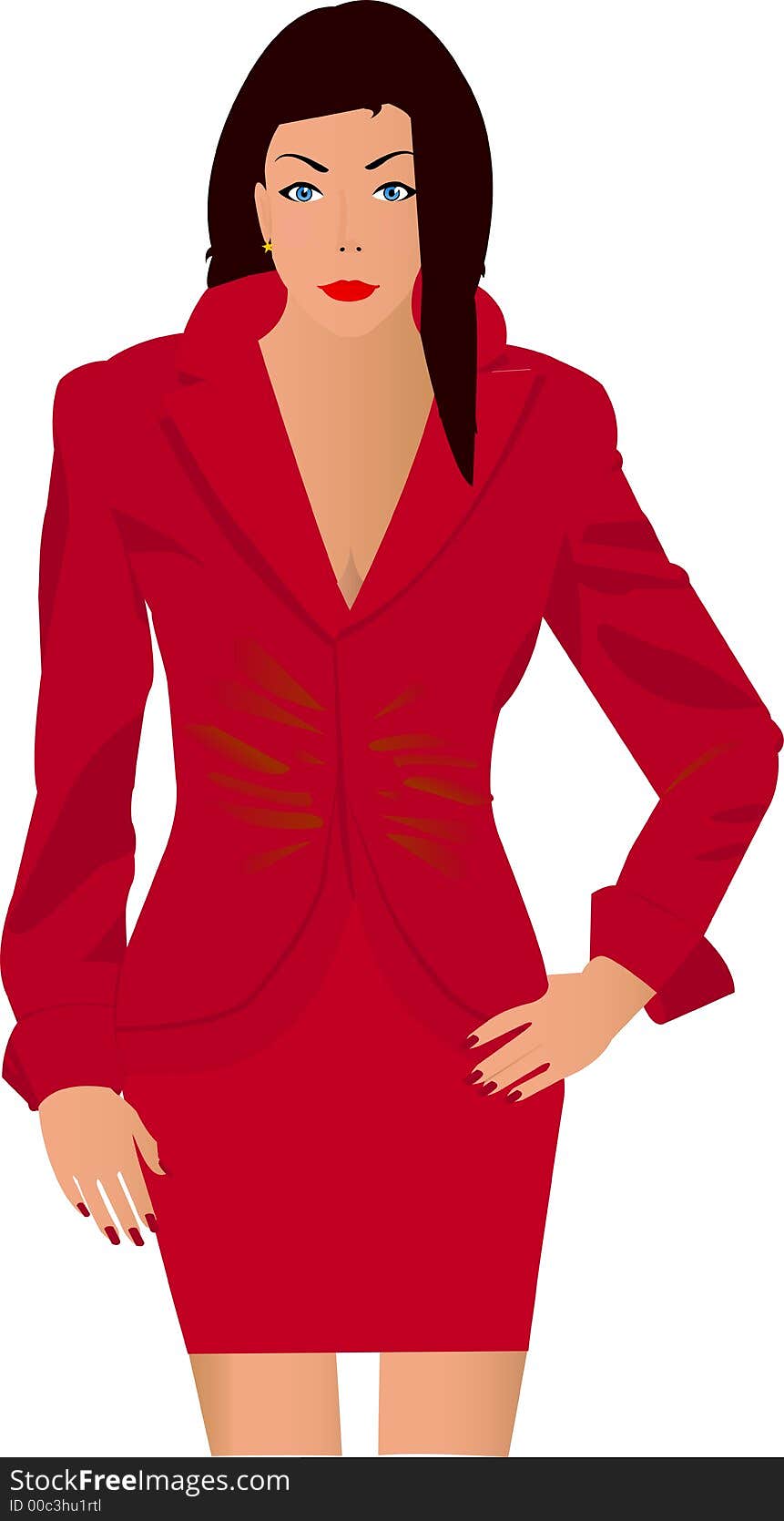 Business woman in red suit