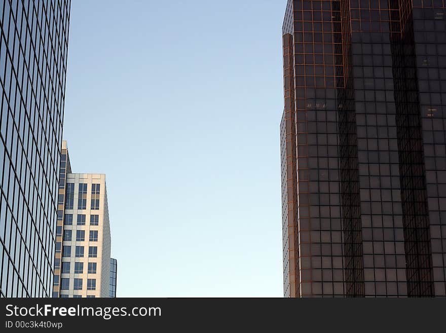 Modern urban construction in a city of many high rise buildings. Modern urban construction in a city of many high rise buildings