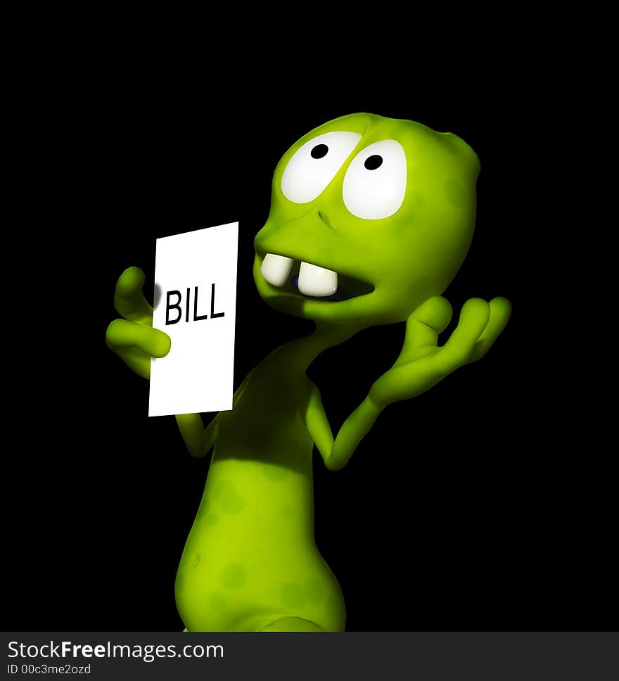 An image of an alien that has just received a large tax bill. An image of an alien that has just received a large tax bill.