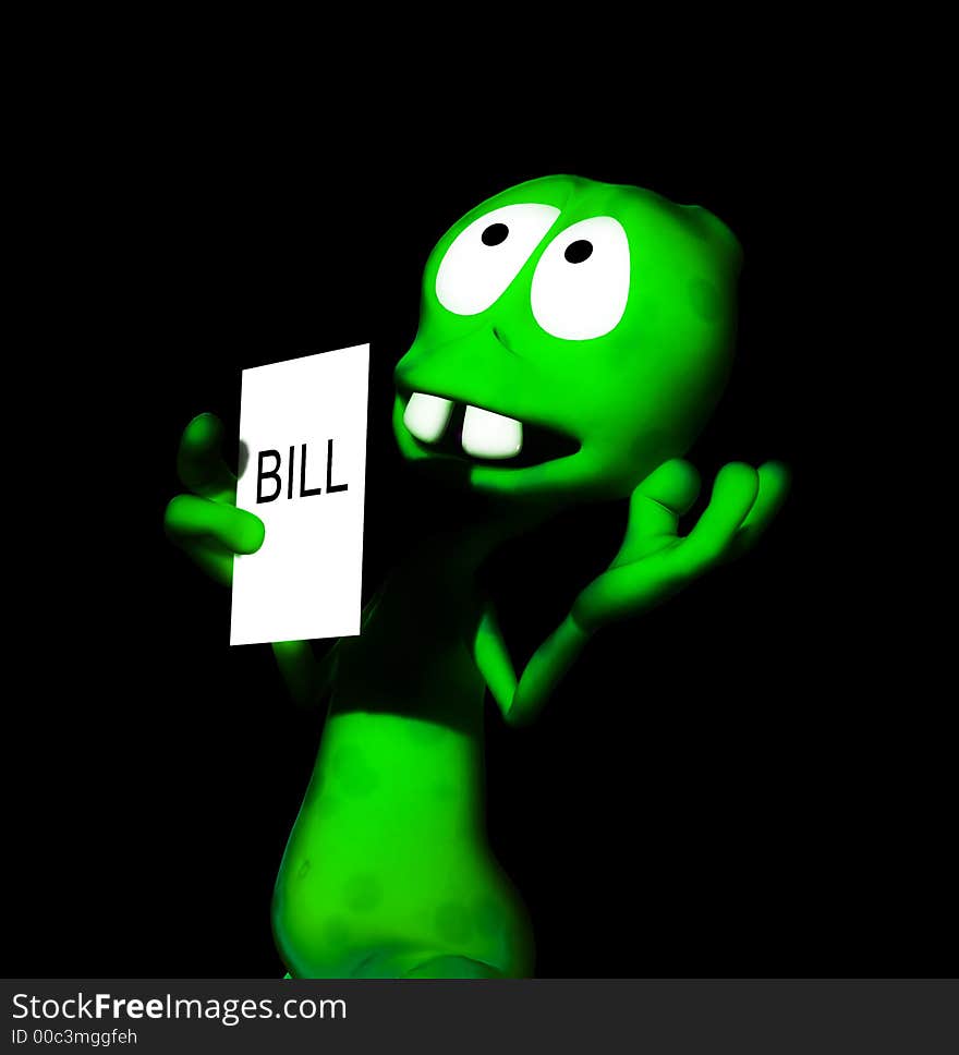 An image of an alien that has just received a large tax bill. An image of an alien that has just received a large tax bill.