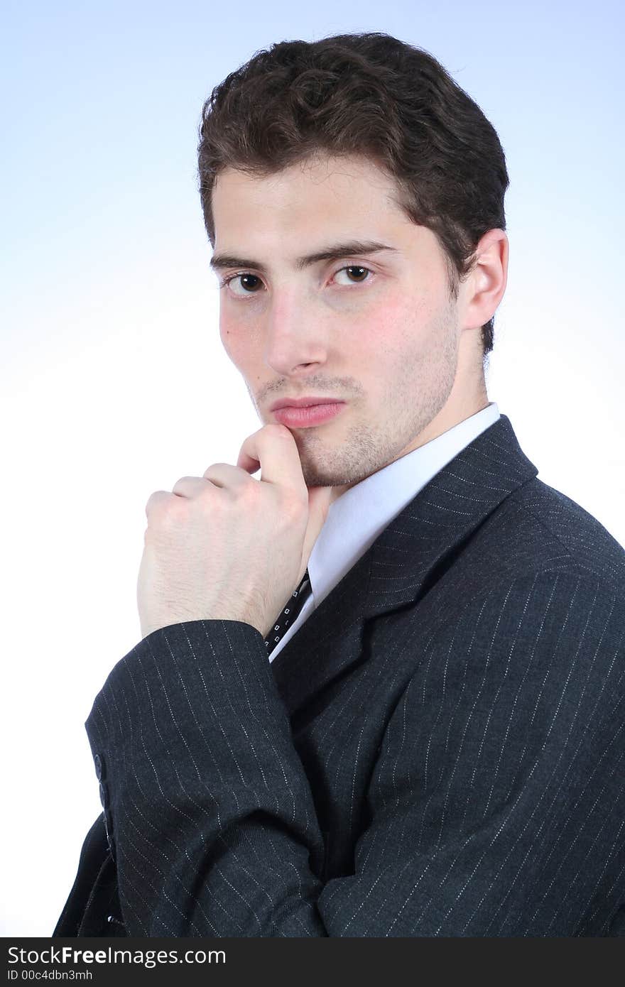 White-collar worker. Close-up over white background