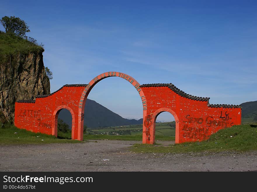 Arc gate in the mountains of the South America.