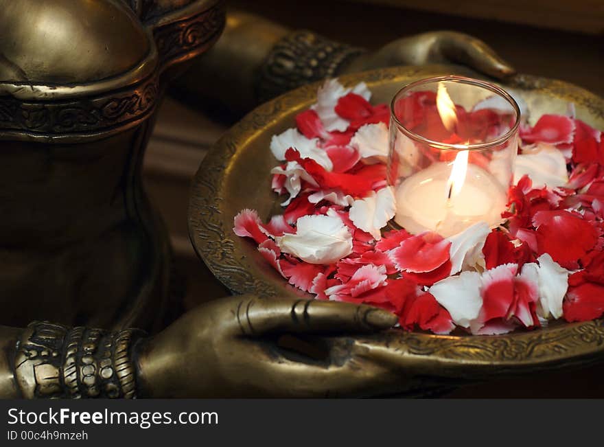 Deity Sculpture With Flower Petals