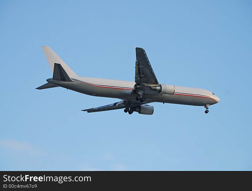 Side view of modern cargo airplane. Side view of modern cargo airplane