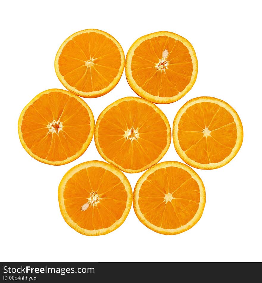 Sunny shaped oranges isolated on white bacground. Sunny shaped oranges isolated on white bacground