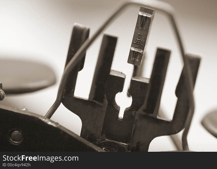 Close-up of a letter on an old typewriter. Close-up of a letter on an old typewriter