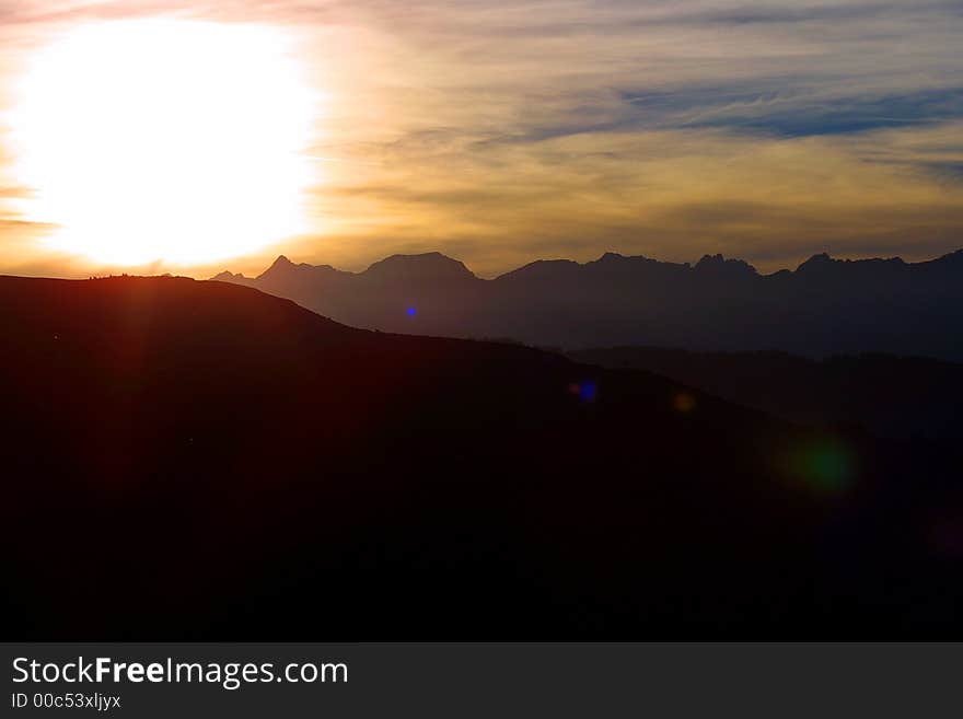 Nice mountain sunset in the summertime – outdoor