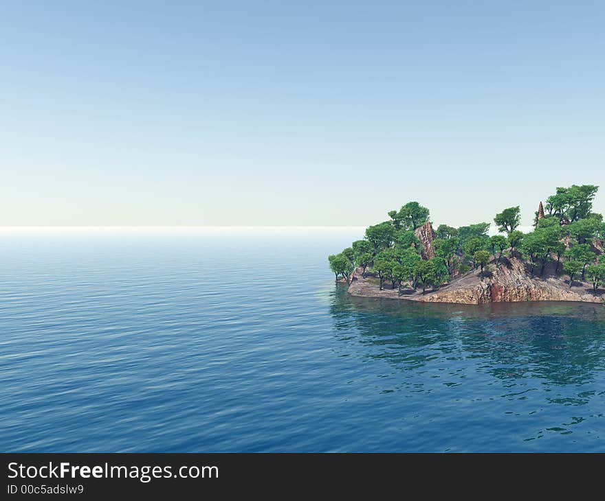 Rocky cost landscape - 3d illustration. Rocky cost landscape - 3d illustration.