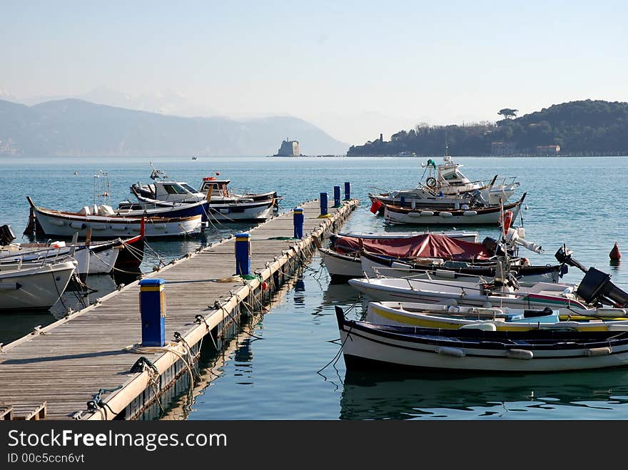 Fishing motorboats in the dock