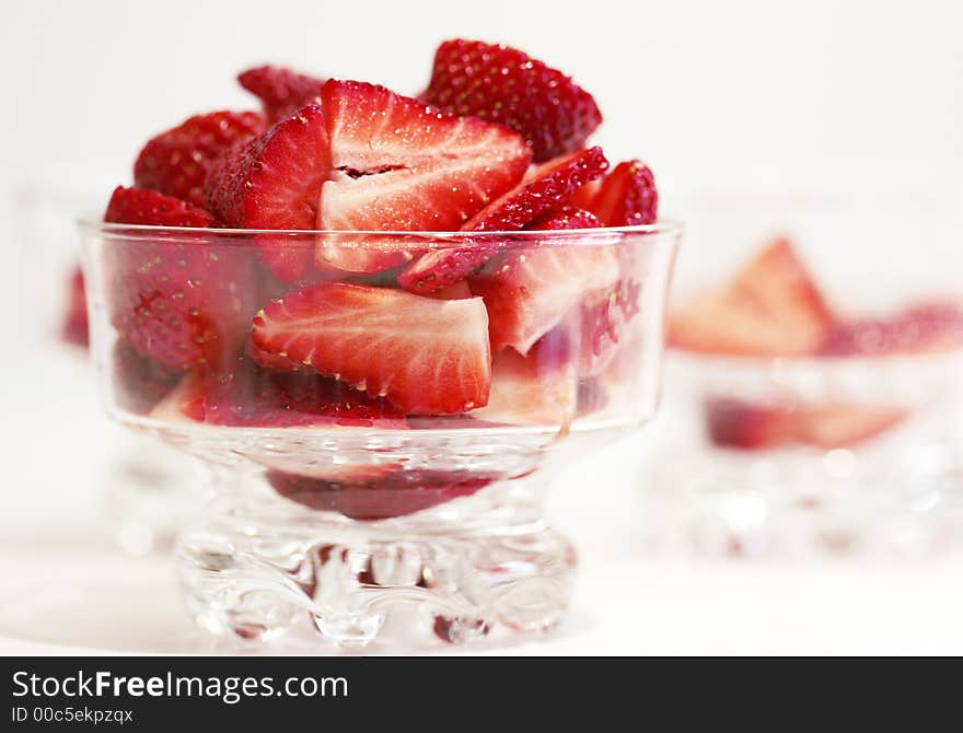 Clear bowl of fresh strawberries. Clear bowl of fresh strawberries.