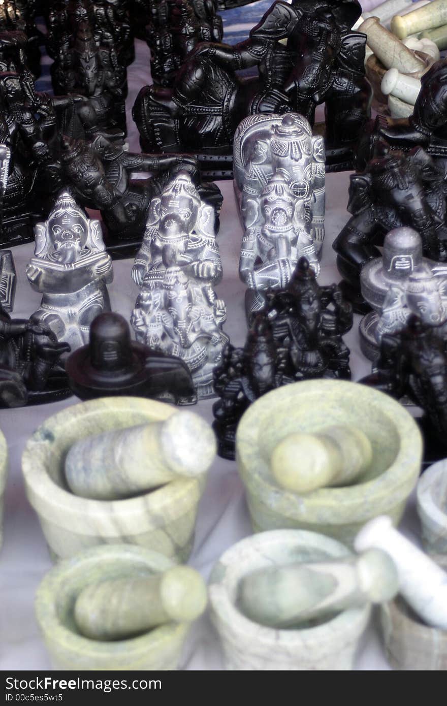 Objects made of stone, ganesha, shivling, and other gods. Objects made of stone, ganesha, shivling, and other gods.