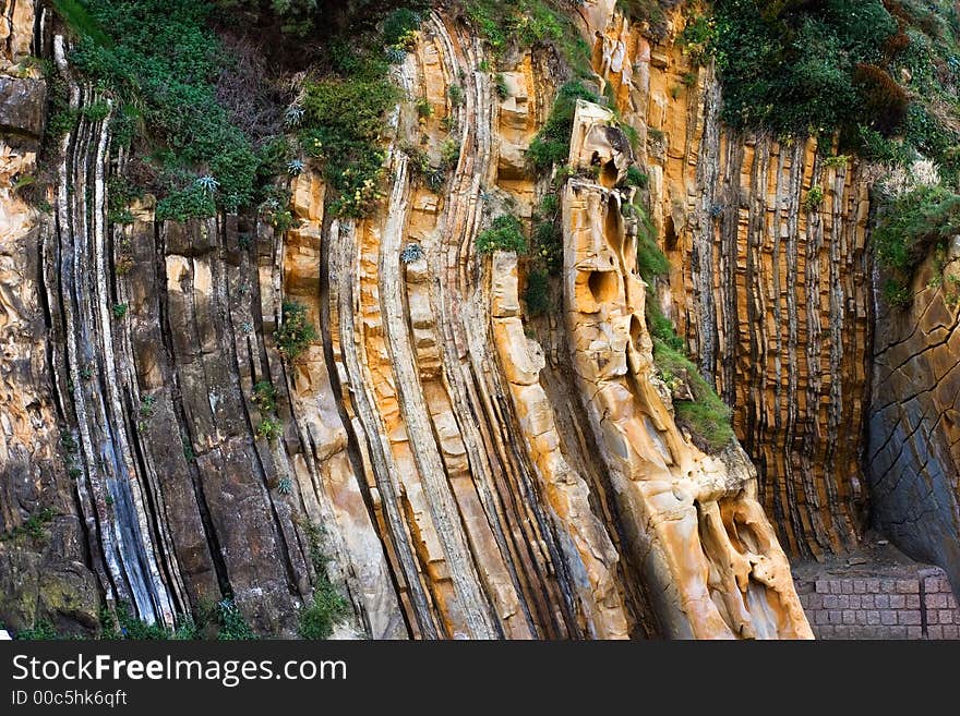 Erosion shapes on a coast rock