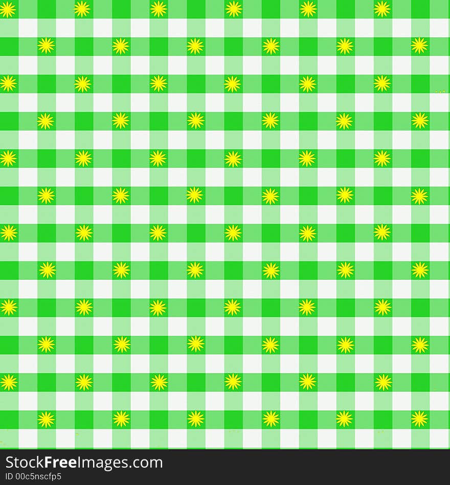 Green Gingham Small Flowers