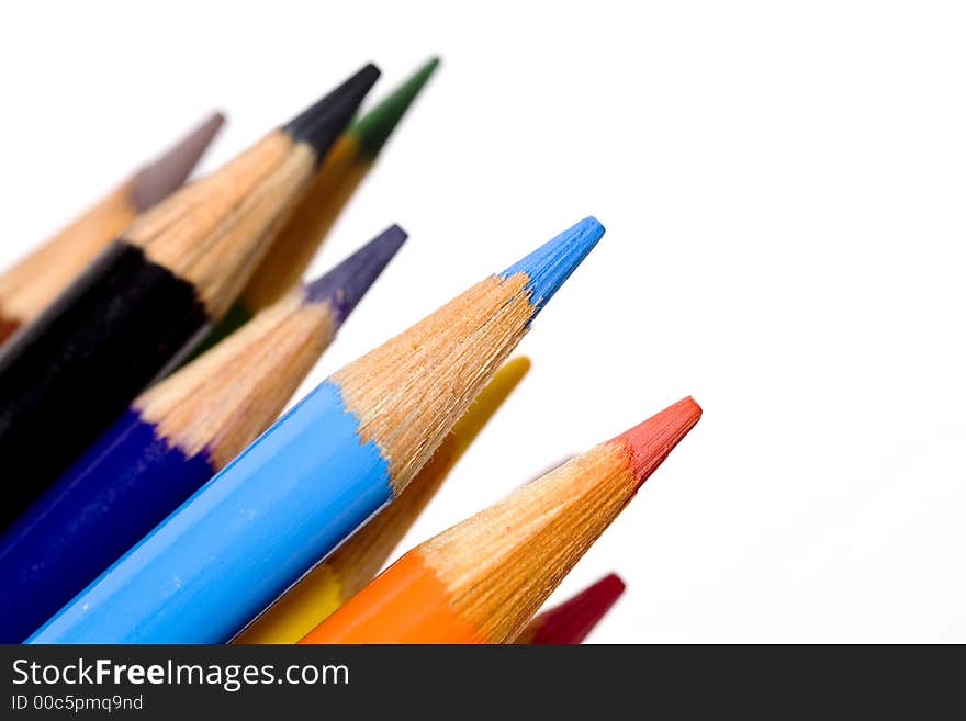 Bright and colorful coloring pencils isolated. Bright and colorful coloring pencils isolated