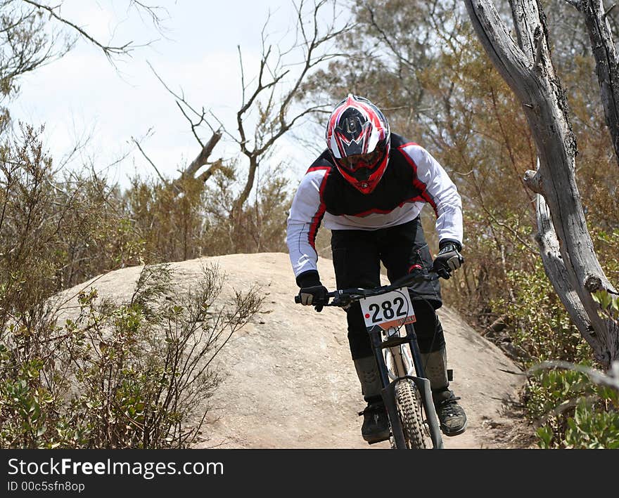 Fast action extreme mountain biker