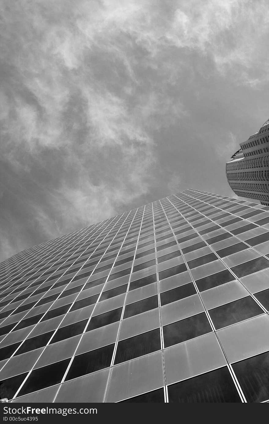 Two skyscrapers in downtown Los Angeles