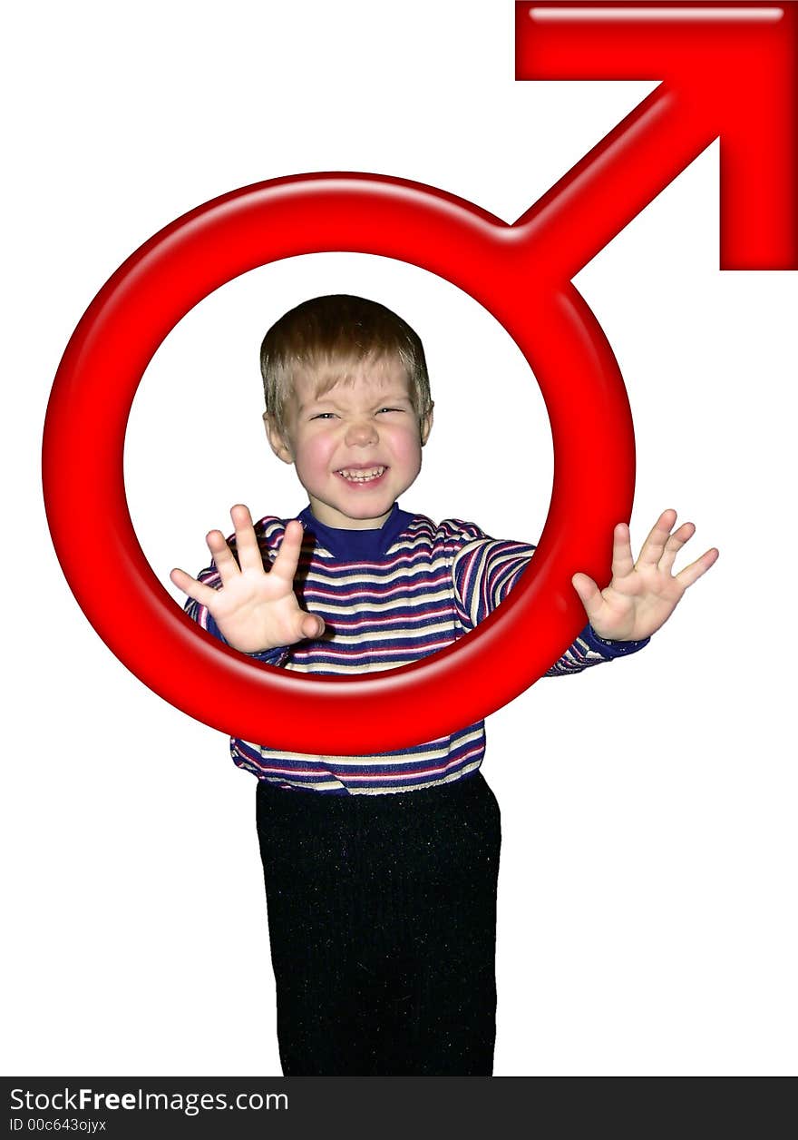 Boy isolate, over white background