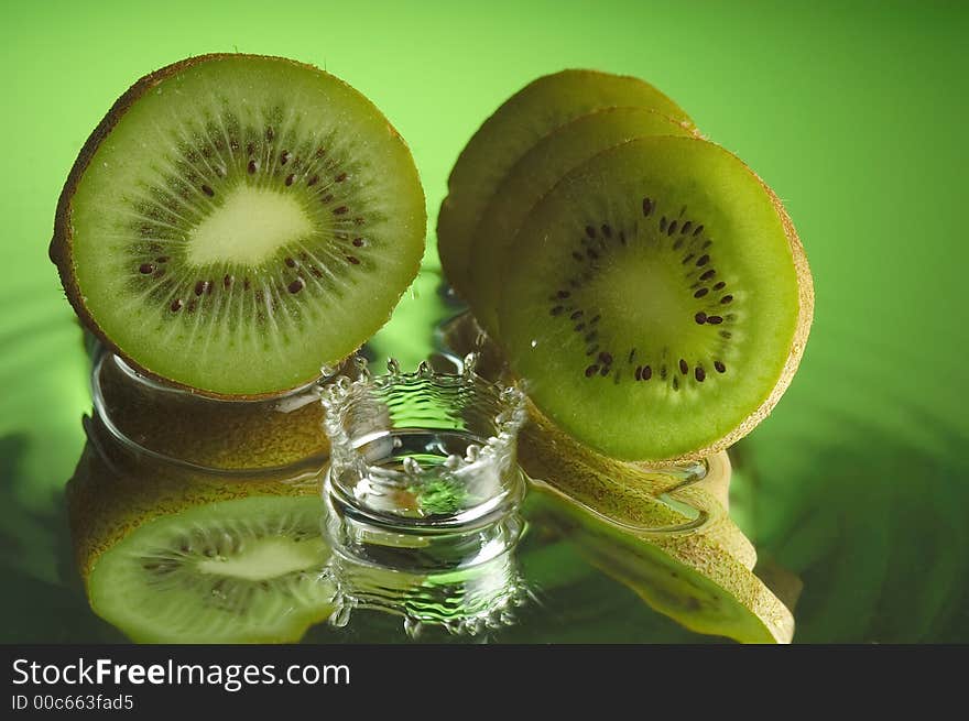 Kiwi and water with ripples. Kiwi and water with ripples