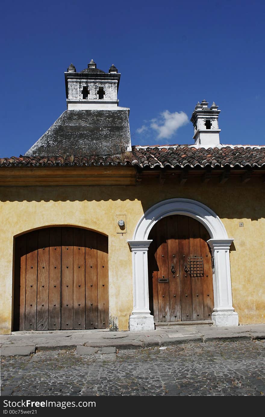 Spanish colonial doors in Antigua Guatemala. Spanish colonial doors in Antigua Guatemala