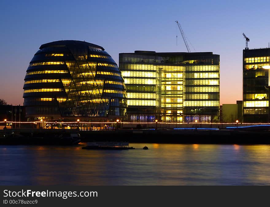 Office buildings on the bank of Thames River