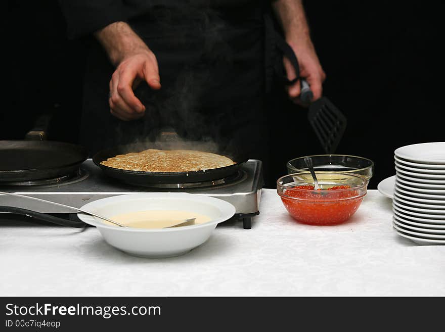 Pancakes with caviar