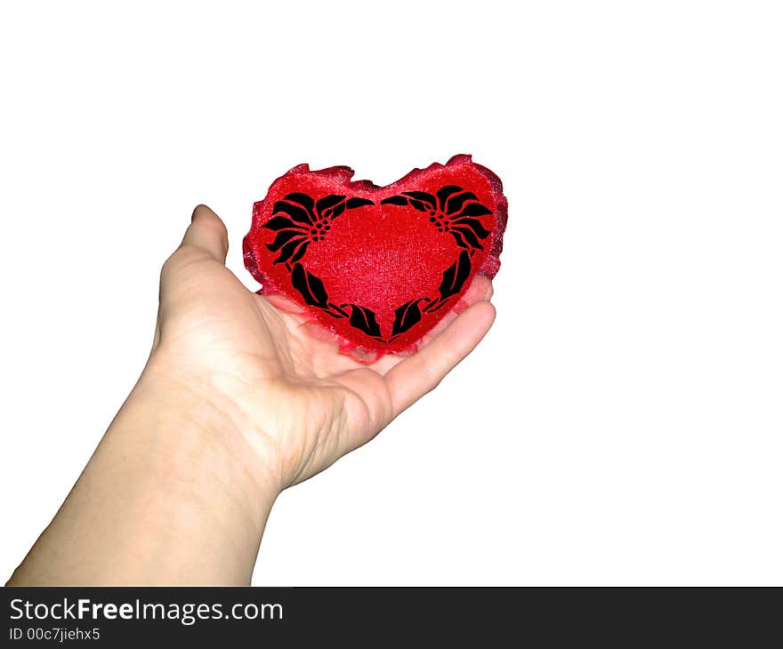 Heart in hand isolated, clipping path for photoshop, with path, for designer