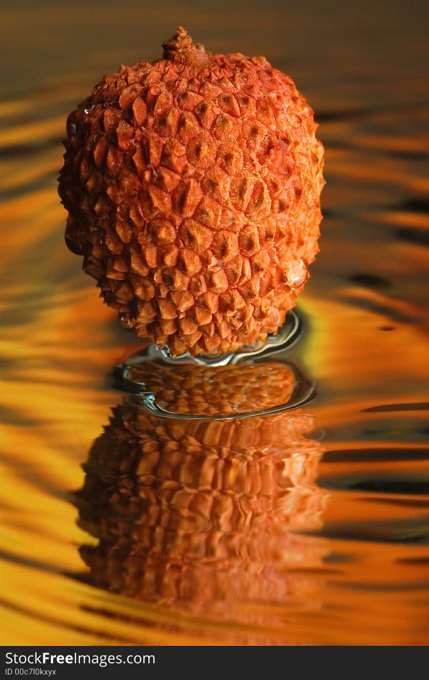 Litchi, water and mirror surface. Litchi, water and mirror surface