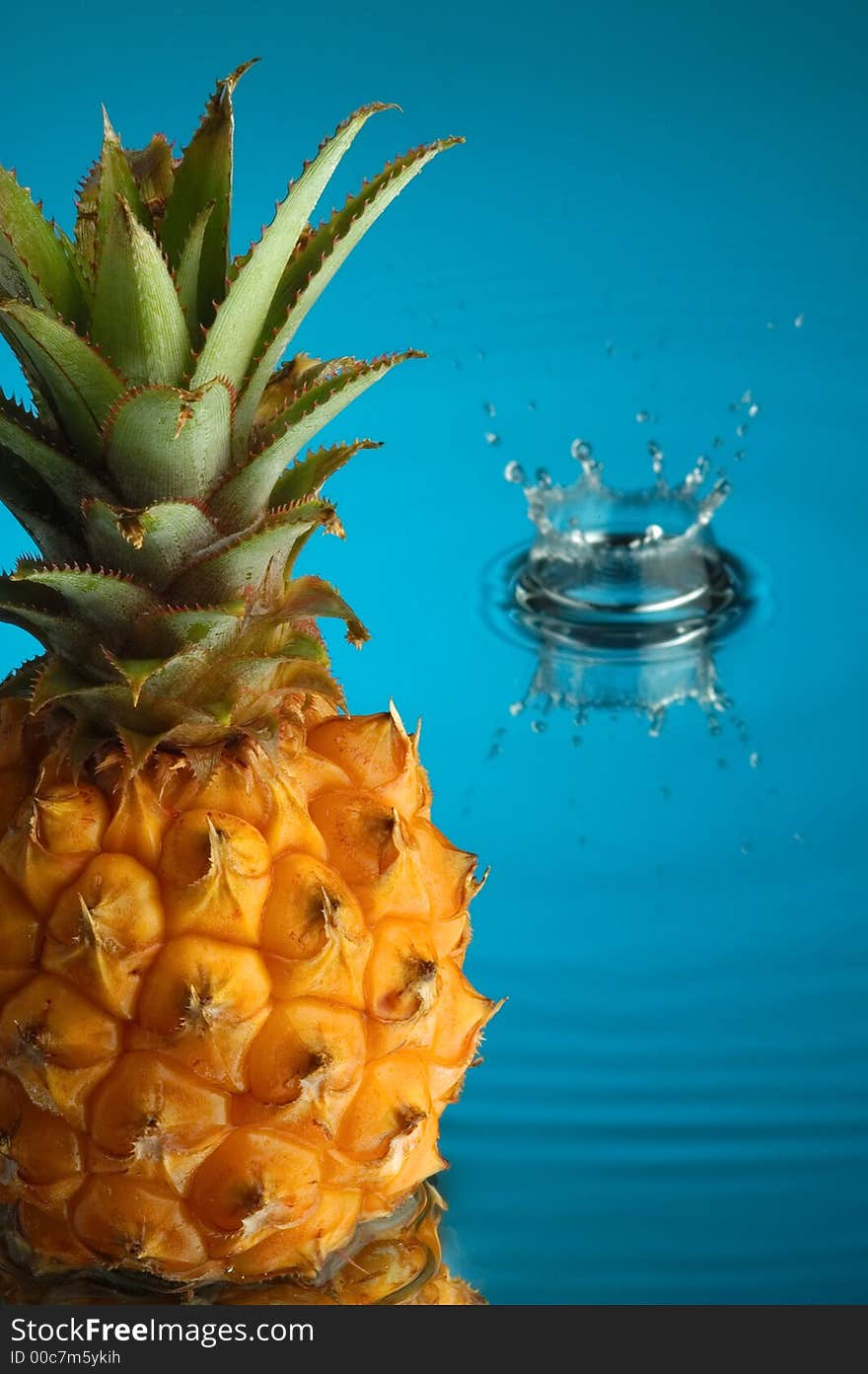 Pineapple, water and mirror surface. Pineapple, water and mirror surface