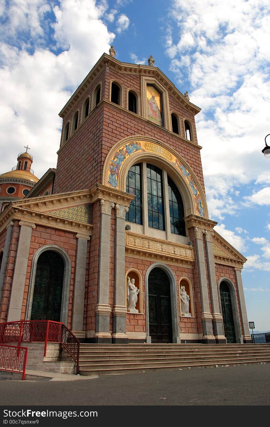 Grandiose modern construction back which the ancient small Church of the '500s rises, destination of pilgrims from all Sicily. Grandiose modern construction back which the ancient small Church of the '500s rises, destination of pilgrims from all Sicily.