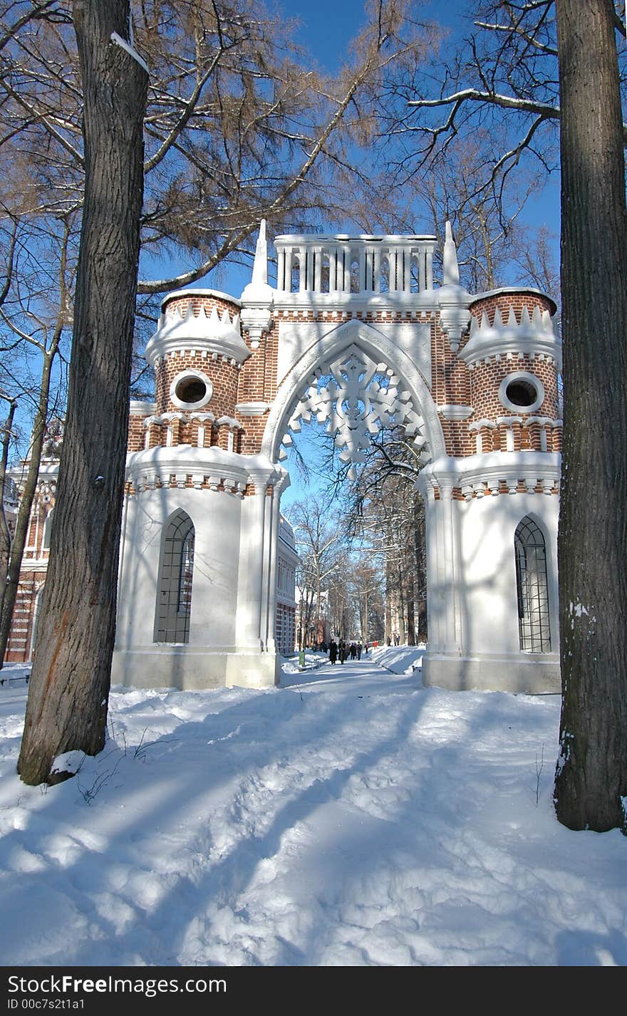 Arch building in winter
Russia