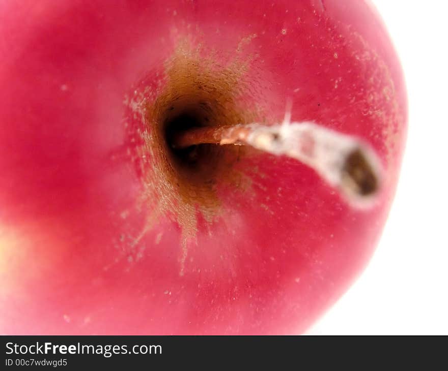 The apple photographed close up, red