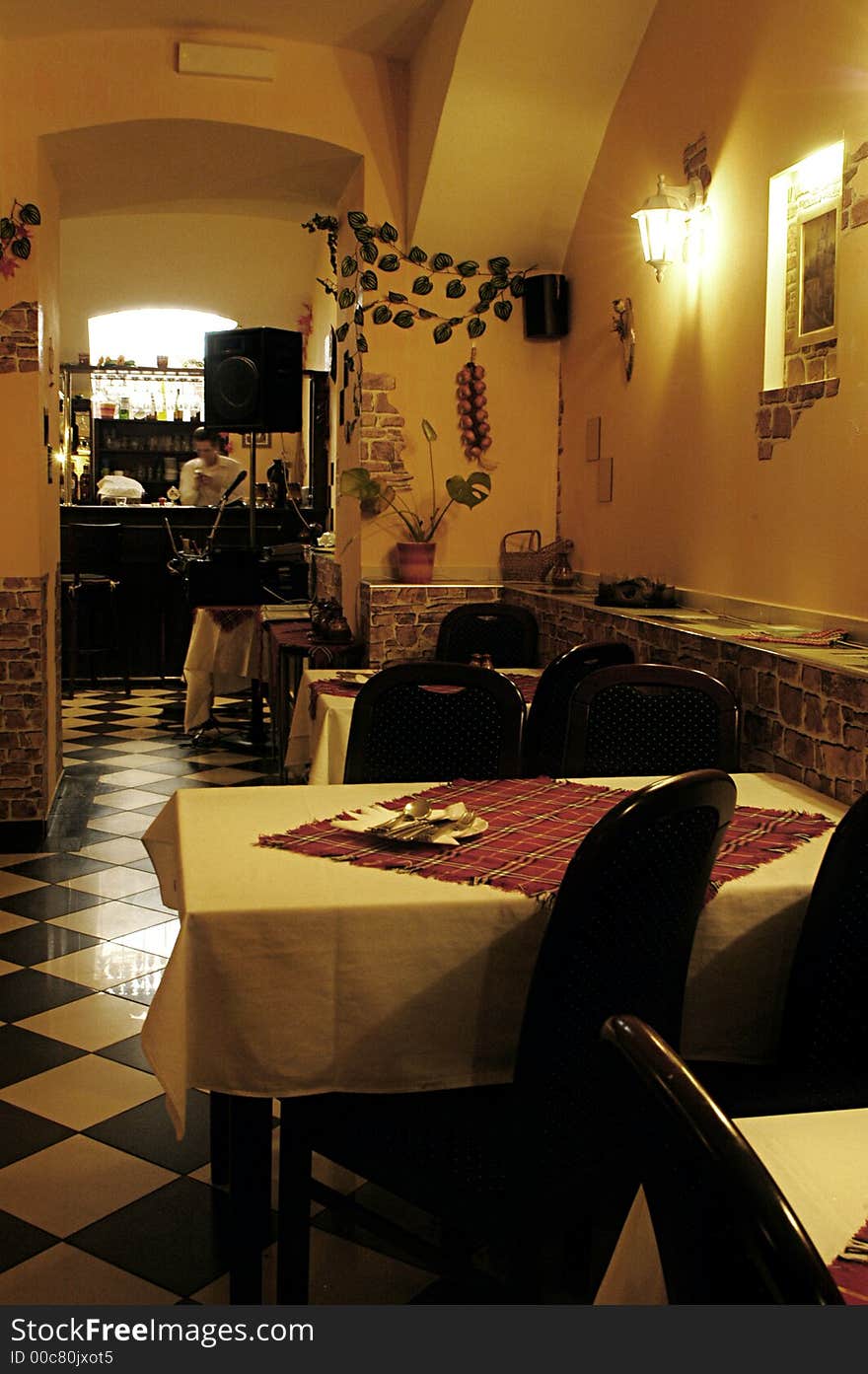 Picture of traditional central european restaurant interior